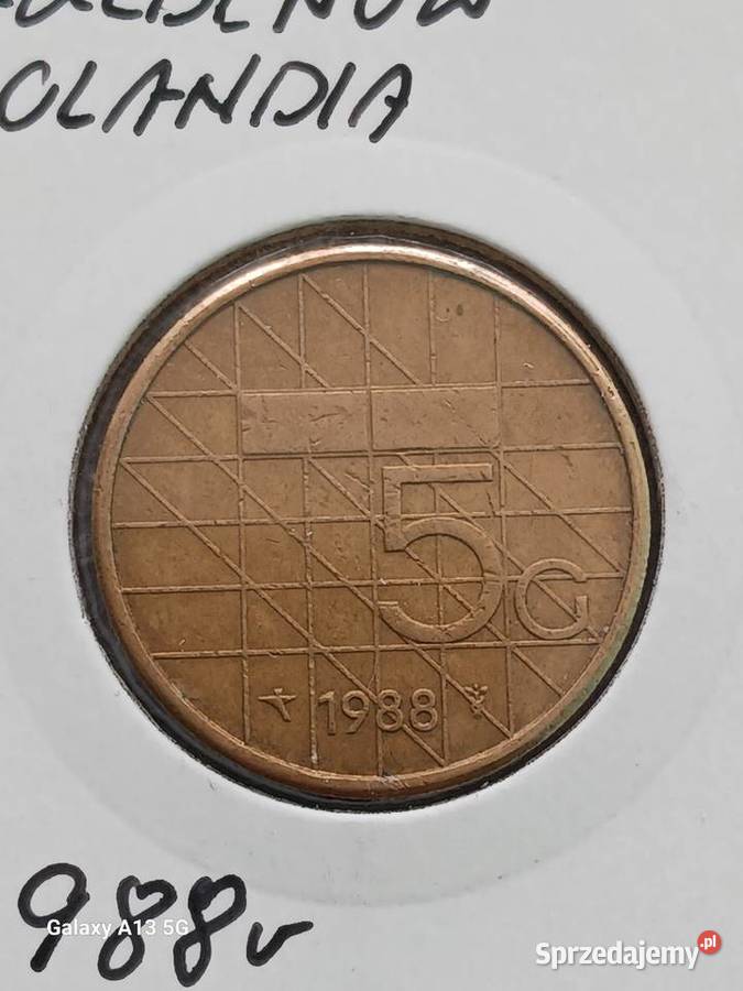 5 Guldenów Holandia 1988 r wielkopolskie Konin