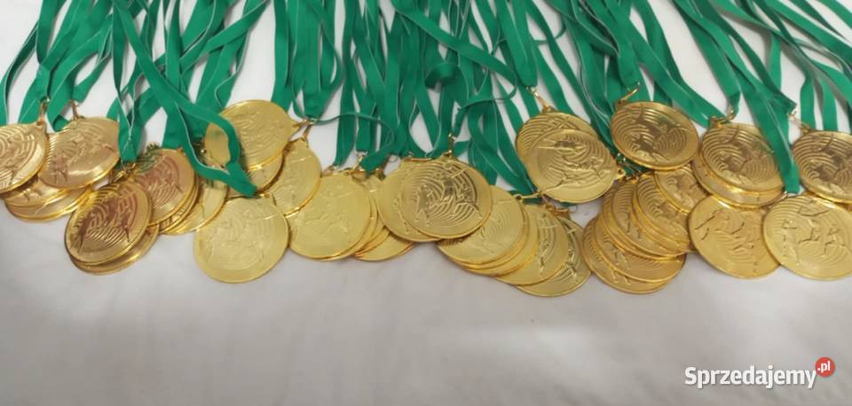 Medal siatkówka złoty duży 70 mm wstążka nowe małopolskie Wielka Wieś