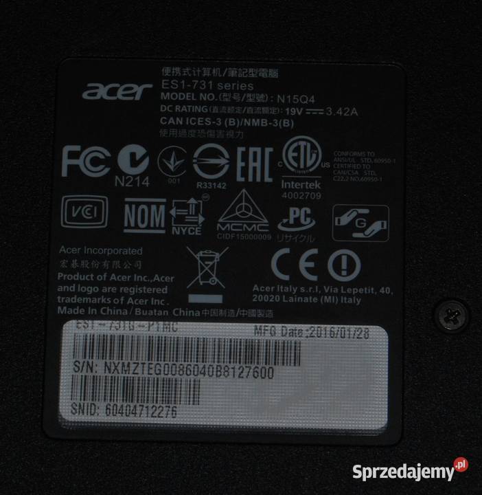 Acer aspire es 17 173 komplet