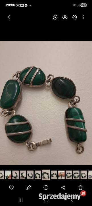 Bransoletka srebrna z malachitami Wa