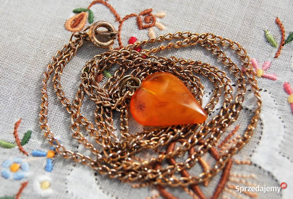 Serce z bursztynu bursztyn przedwojenny wisiorek Naszyjniki Lublin sprzedam