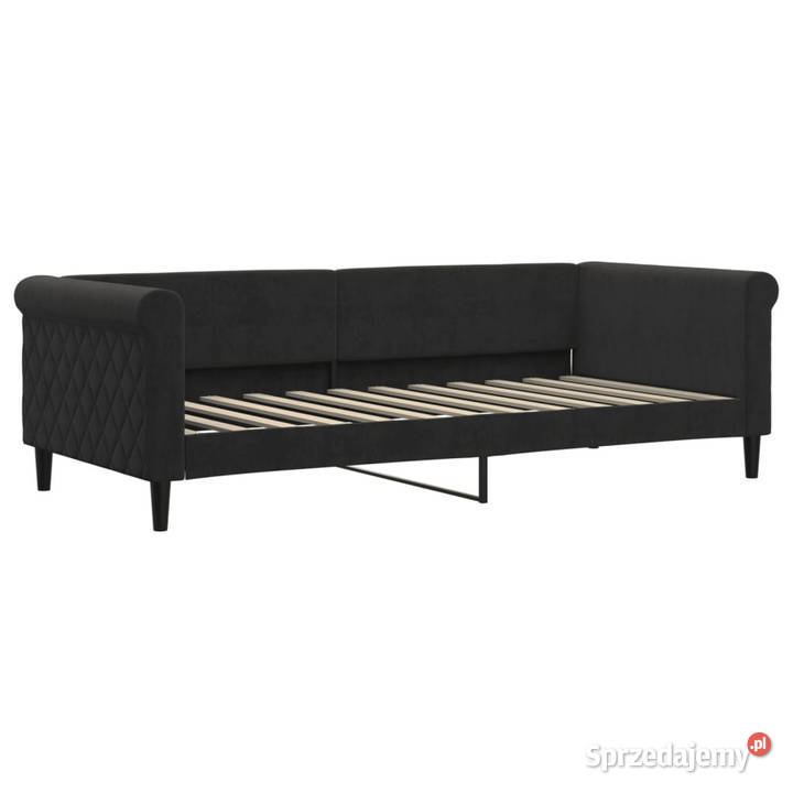 Łóżko dzienne czarne obite aksamitem 90x200 mazowieckie