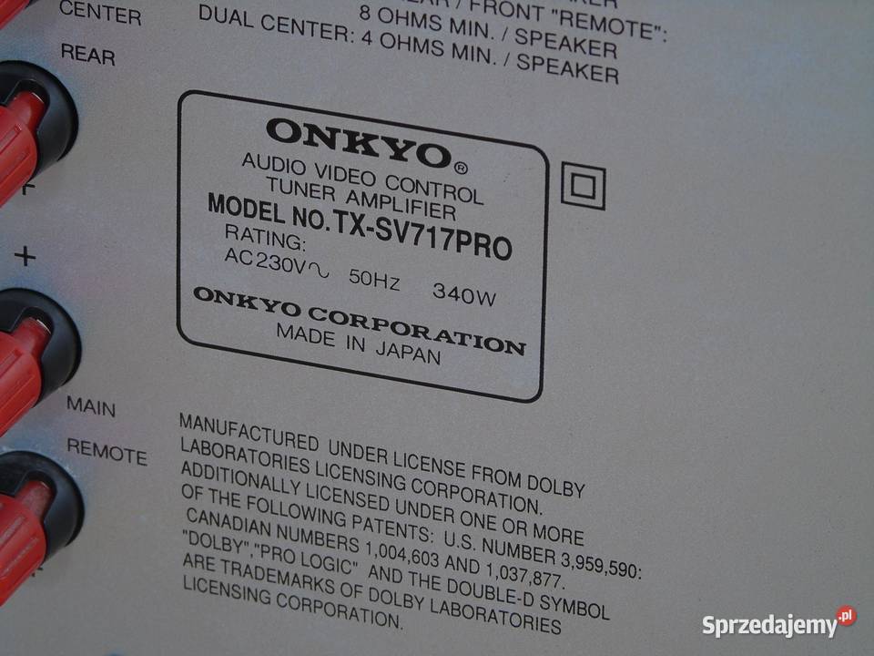 Amplituner Onkyo TXSV717 PRO mocny 340 wat Jasło