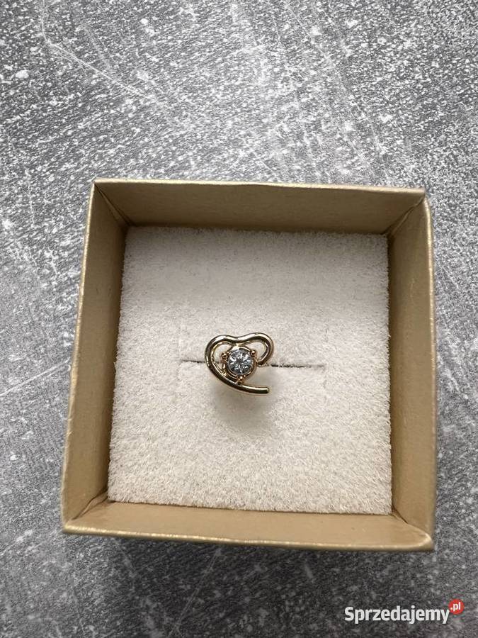 Kolczyk złoty z diamentem serce Jasło