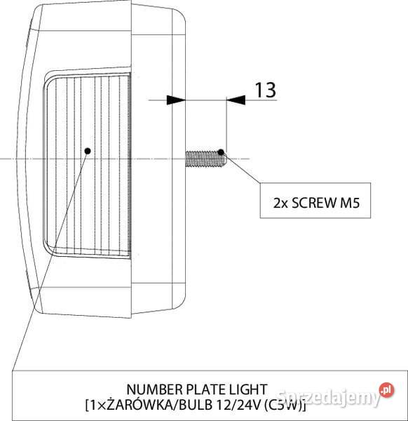 Lampa tylna zespolona lewa prostokątna LA45015 Oświetlenie Kamionna