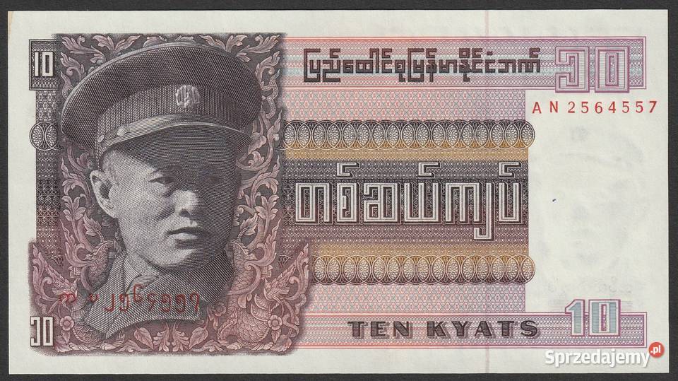 Birma 10 kyat 1973 stan bankowy UNC Numizmatyka łódzkie Łódź