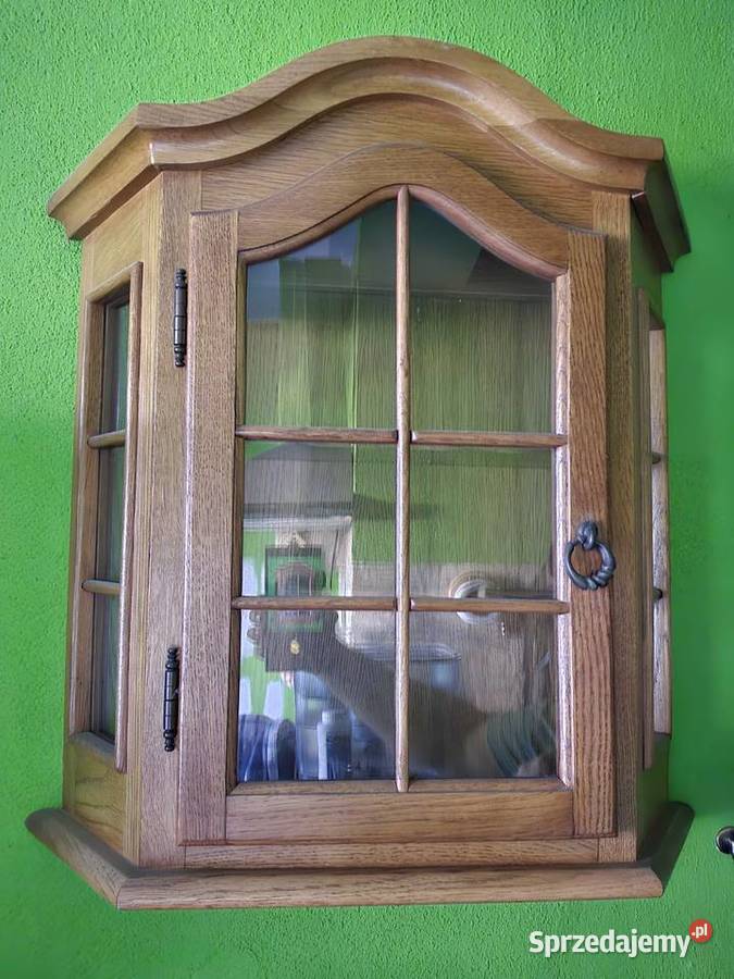 Mała witryna dębowa serwantka Bednary