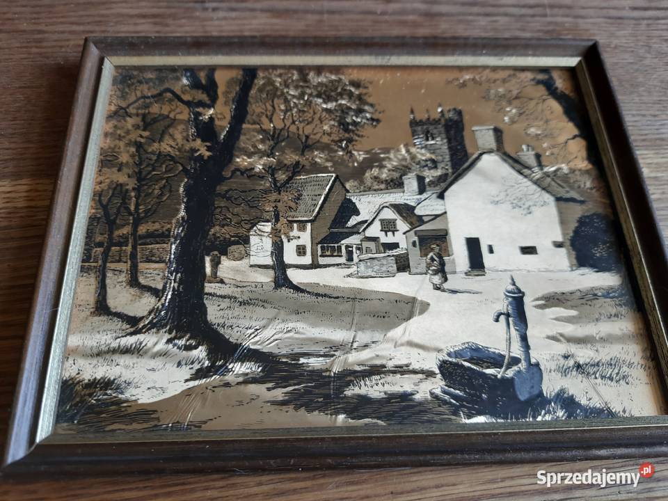 Obrazki zabytkowy wydruk na metalicznej folii warmińsko-mazurskie Morąg