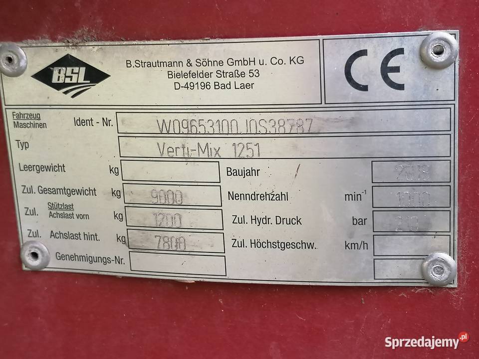 Wóz paszowy Strautmann Verti mix 1251 Żuków