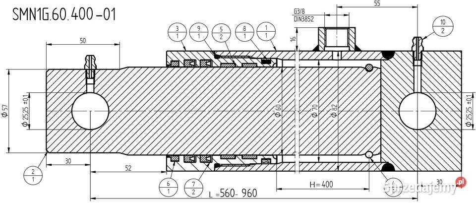 SIŁOWNIK CYLINDER HYDR NURNIK SKOK 400 1 STRONNY kujawsko-pomorskie Solec Kujawski