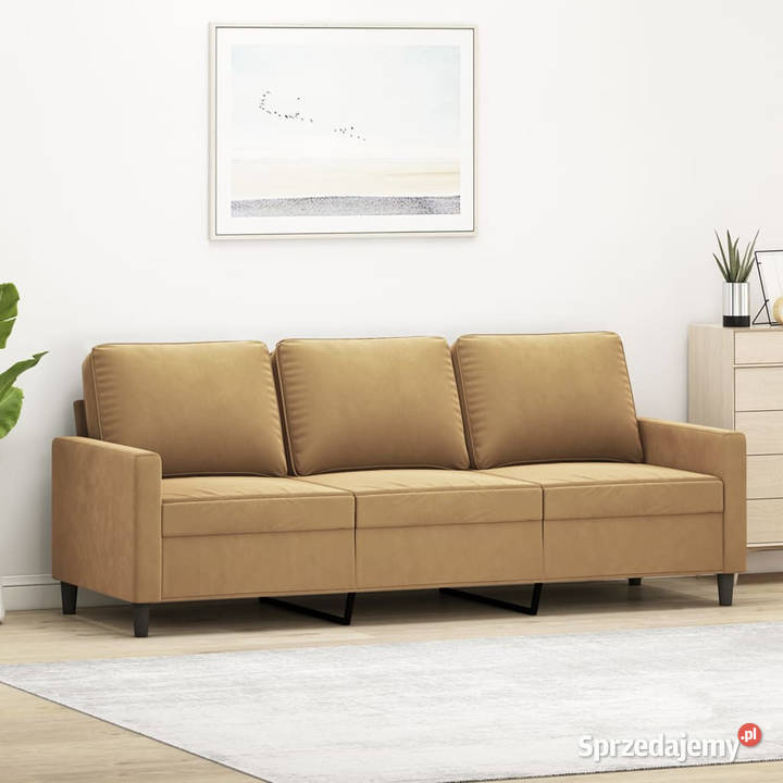 Sofa 3osobowa brązowa 180 tapicerowana aksamitem Warszawa sprzedam