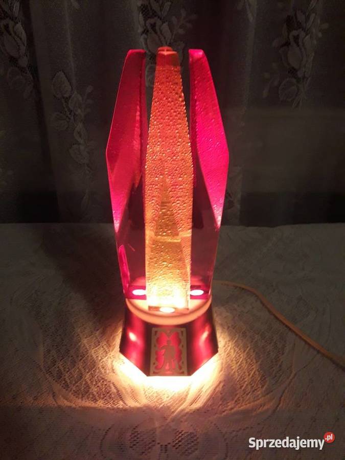 Lampka nocna kryształy lampa stołowa brązowa PRL Piotrków Trybunalski