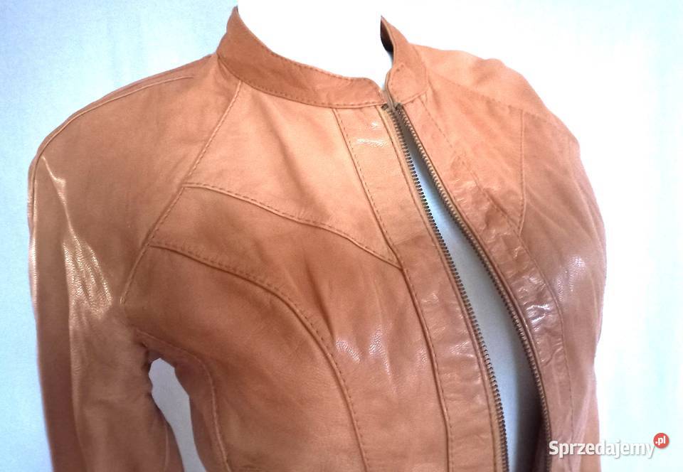 Kurtka brąz SKÓRA Bomberka r 3638 damska Bershka Białystok sprzedam