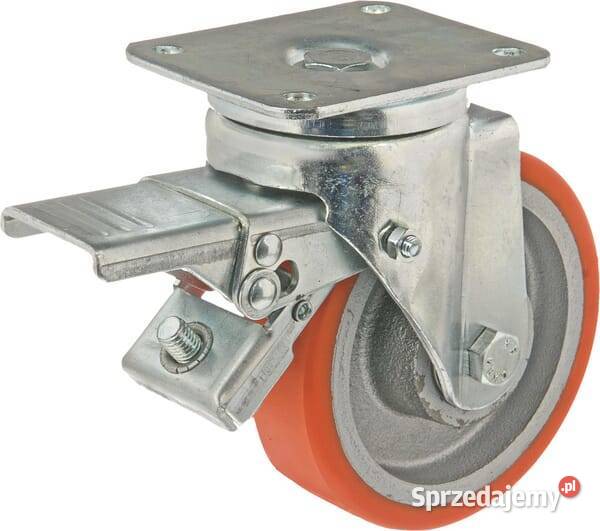 Koło skrętne PU 125x35 mm z hamulcem podstawa Kamionna
