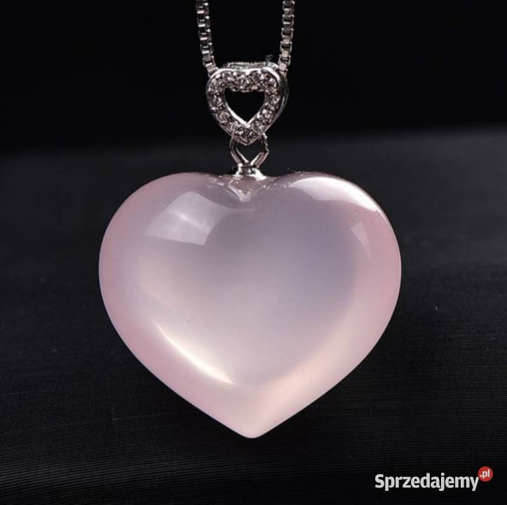 Naszyjnik serce srebro S925 z kwarcem różowym Tuchola