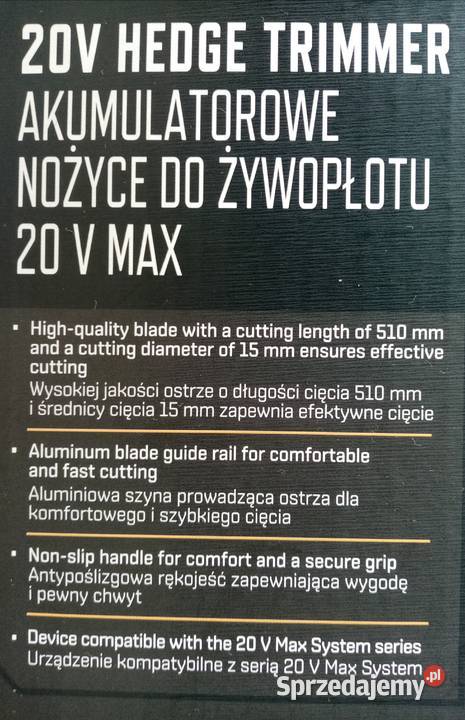 Nożyce akumulatorowe do żywopłotu krzewów Nowe Wieliczka