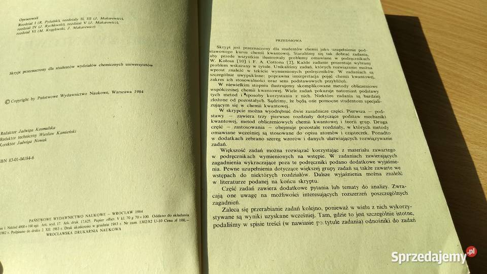 Zadania z chemii kwantowej Pyżalski Kręglewski miękka Książki naukowe i popularnonaukowe Gdańsk