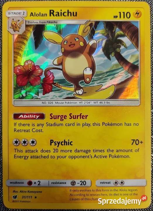 Karta pokemon Alolan Raichu 31111 Dąbrowa Tarnowska