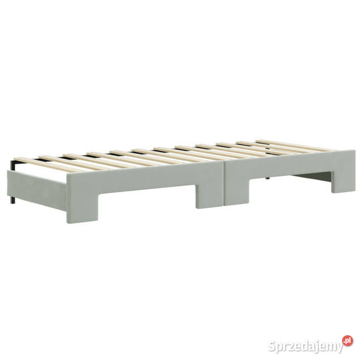 Sofa rozsuwana z szufladami jasnoszara aksamit Łóżka Warszawa