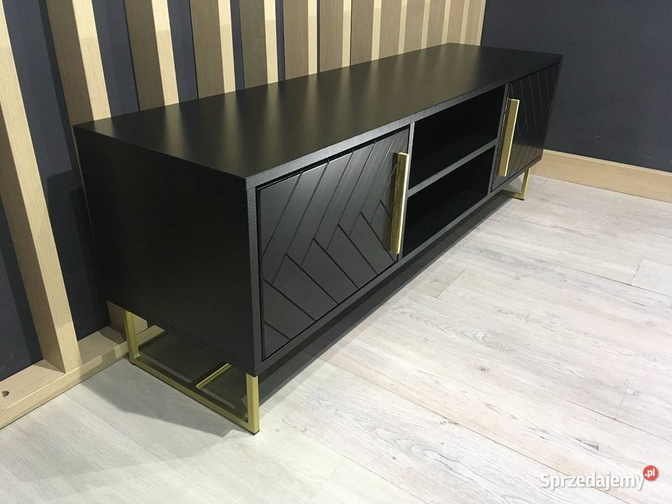 Szafka sideboard 150 czarna fronty jodełka Warszawa