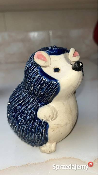 Figurka Jeża Kobaltowy Ceramiczny Bez sygnatury Gdańsk