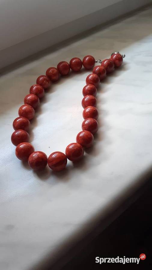 Naszyjnik koral duże kule mazowieckie Siedlce