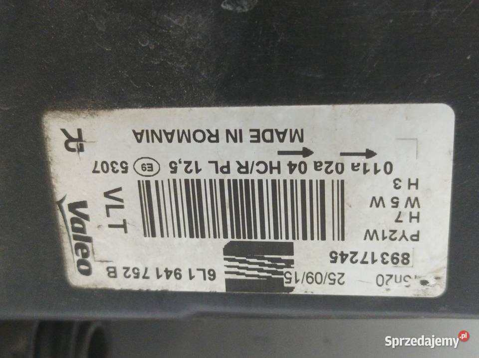 LAMPA PRZÓD PRAWA EU LIFT FL ŁADNA 6L1941752B sprzedam