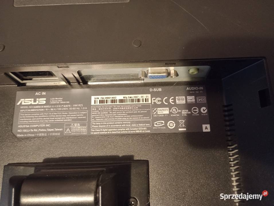 Monitor Asus model VW192S Żagań