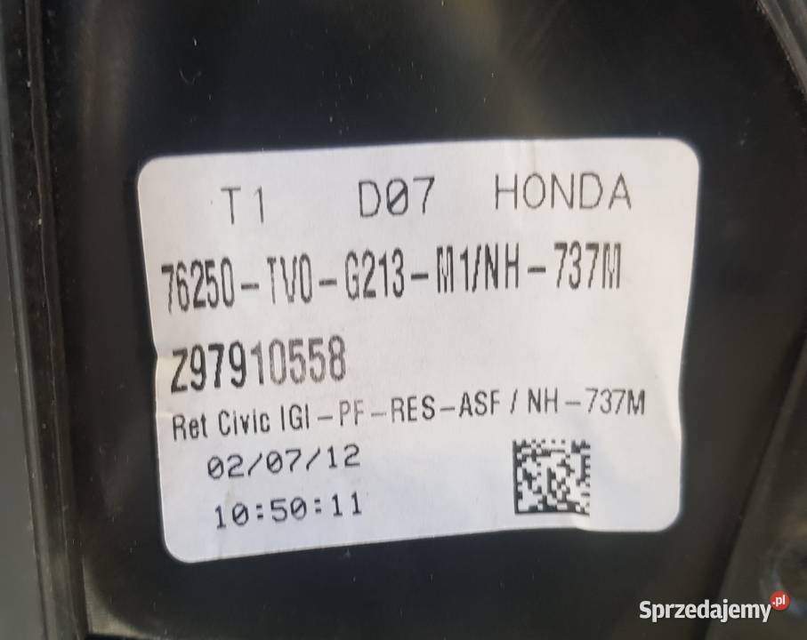 LUSTERKO EUROPA HONDA CIVIC IX komplet 9 pin osobowe Lusterka zewnętrzne Radom