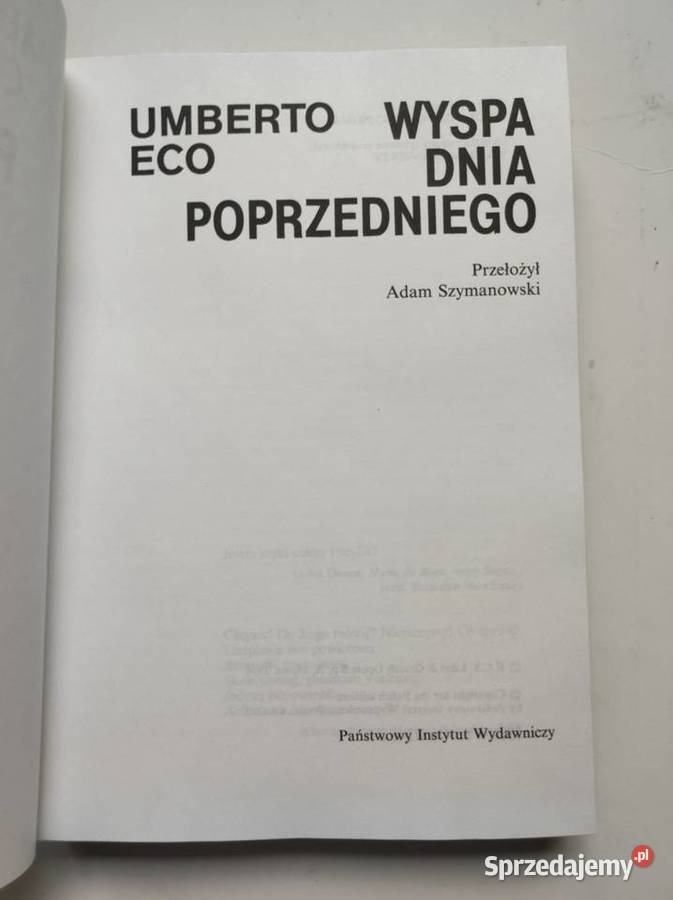 Wyspa dnia poprzedniego Umberto Eco ISBN 9788375527162