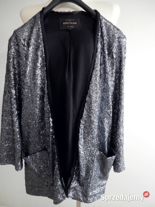 Marynarka Blezer Narzutka Cekinowa Srebrna Rozmiar 38(M) podlaskie Łomża