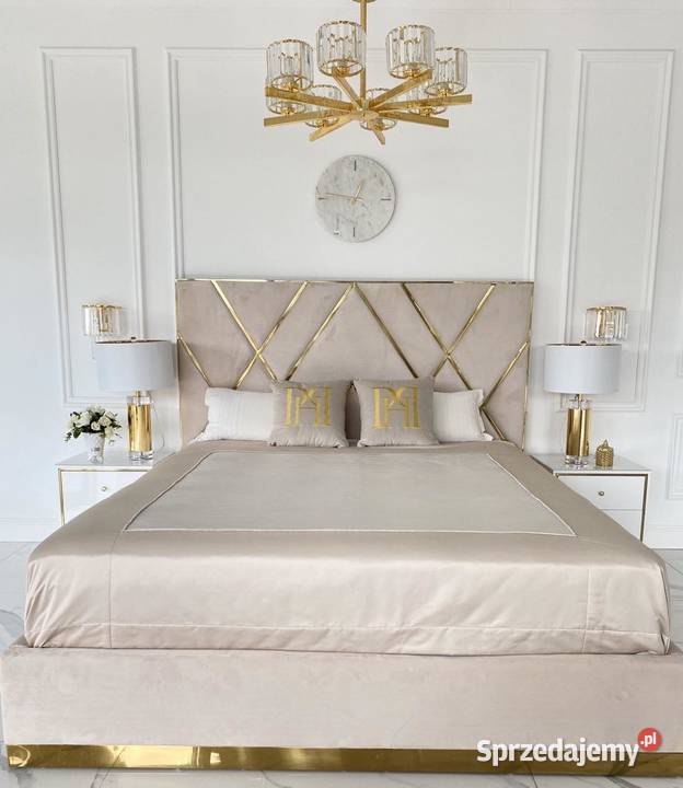 Łóżko Tapicerowane Glamour 180x200 Beżowe 180cm mazowieckie Warszawa