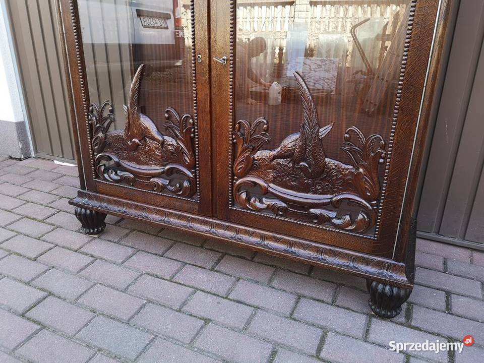 Witryna Biblioteka Serwantka Dębowa Stara Antyk Swarzędz