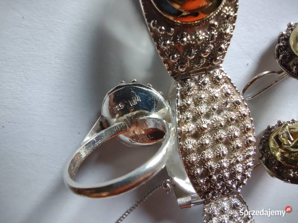 Przepiękny komplet biżuterii srebro złoto Poznań sprzedam