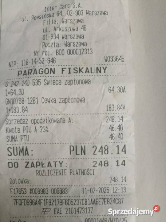 Cewka zapłonowa Dacia Lodgy 2 mazowieckie Warszawa