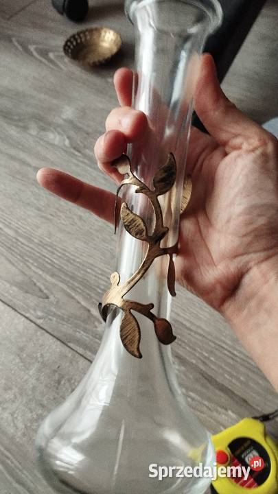 wazon szklany z ozdobnym metalowym złoceniem Dom i Ogród Poznań