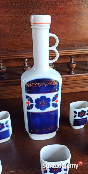 Karafka z kieliszkami Gubernia Wołyńska Porcelana i szkło pomorskie Gdańsk sprzedam