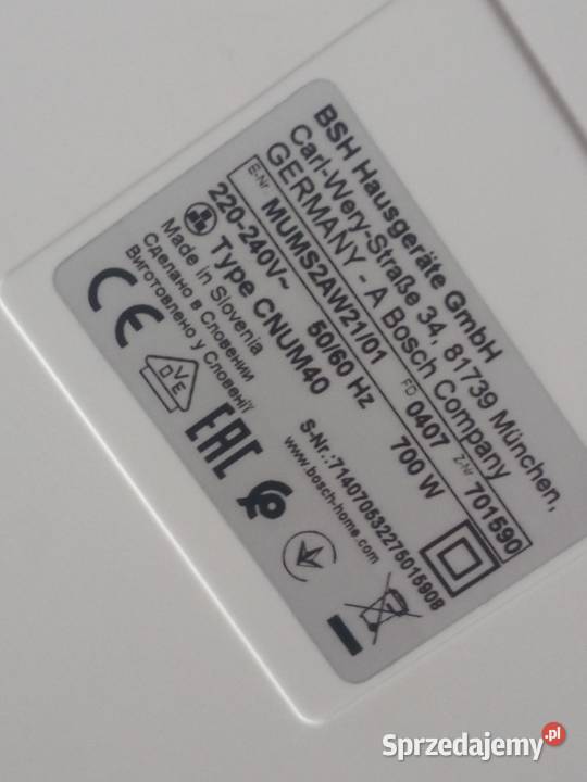 Bosch Robot kuchenny 700 W 38 l patrz fotki i Bydgoszcz