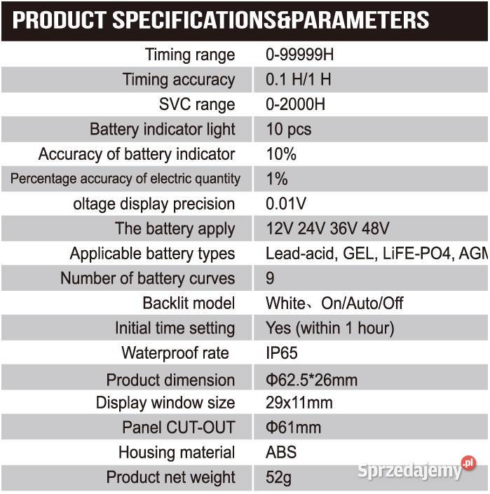 Wskaźnik naładowania baterii licznik motogodzin Gorzów Wielkopolski