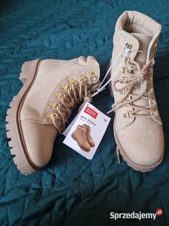Nowe Botki damskie Cleve rozmiar 38 brązowebeż dolnośląskie Wrocław