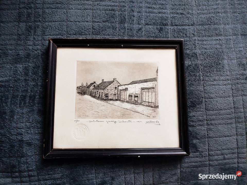 Obraz grafika podpisany z 1934 roku Antwerpia Opole