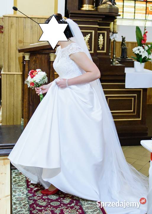 nowa Biała suknia ślubna z trenem 40 halka Parczew