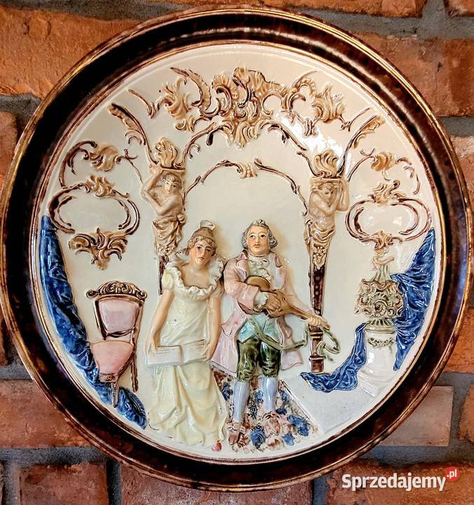 Zabytkowe misy dekoracyjne płaskorzeźby ok 1900 Zbrosławice