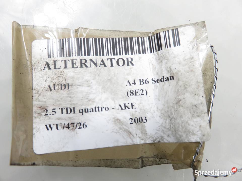 ALTERNATOR AUDI A4 B6 25 TDI 078903016AB Układ elektryczny silnika