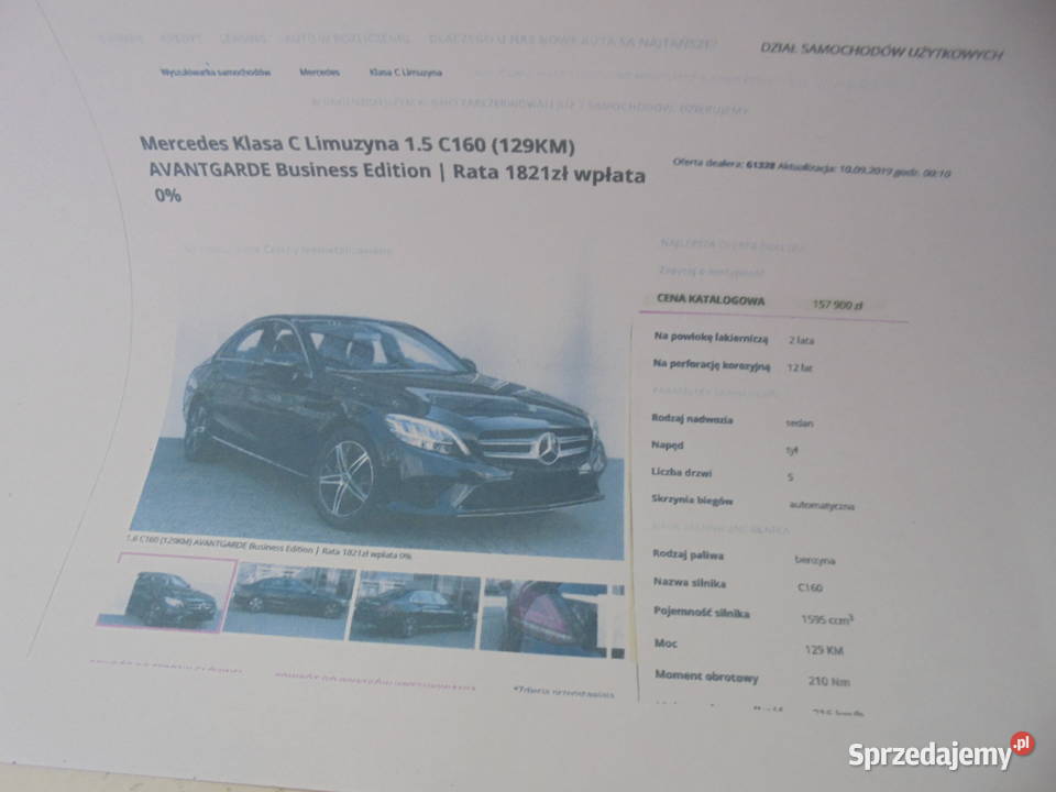 SPREDAM Mercedsa c klase model 2020 salon polska łopatki zmiany biegów kujawsko-pomorskie Bydgoszcz