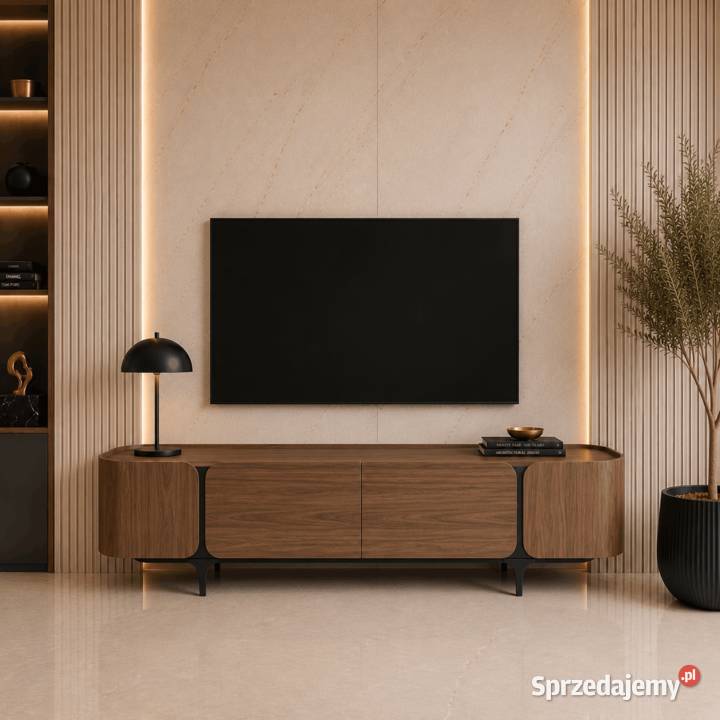 Szafka RTV loftowa Linea orzech włoski 200x50x55 małopolskie Golkowice