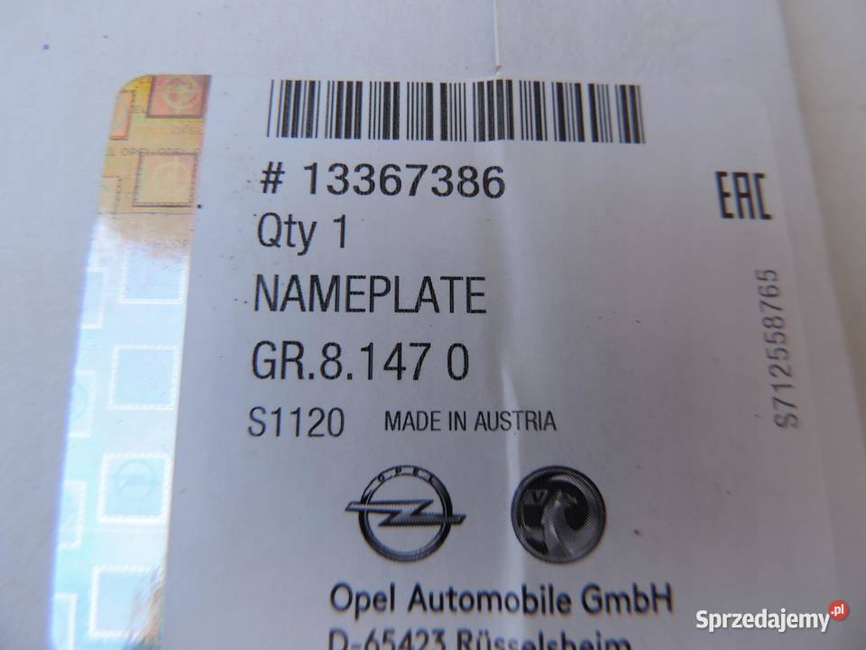 Emblemat znaczek OPEL GTC ASTRA J NOWY 13367386 Emblematy