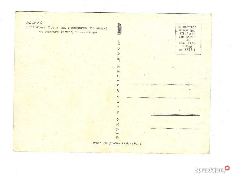 POZNAŃ OPERA POCZTÓWKA sprzedam