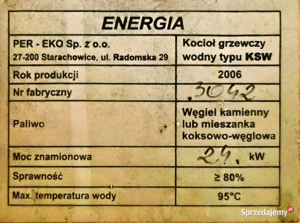kocioł grzewczy wodny PEREKO ENERGIA typ KSW o Kotły i Piece CO Uciechów