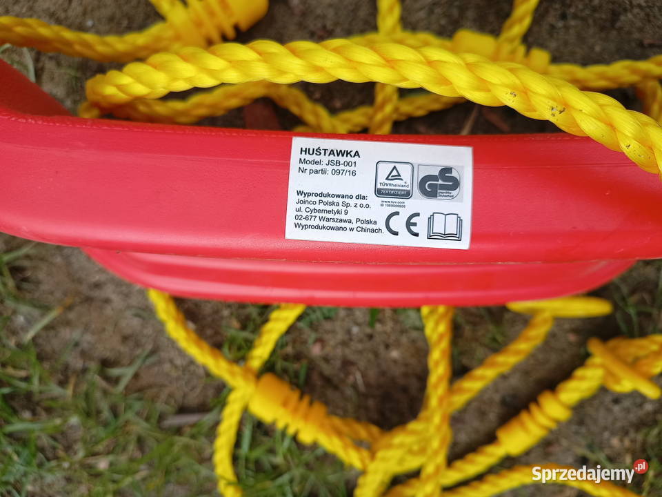 Huśtawka plastikowa czerwonażółte linki Topola Wielka sprzedam
